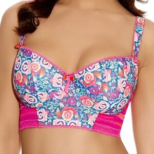 NWT Freya Parade Padded Longline Bra AA1794 - Blue and Pink Floral Underwire Bra